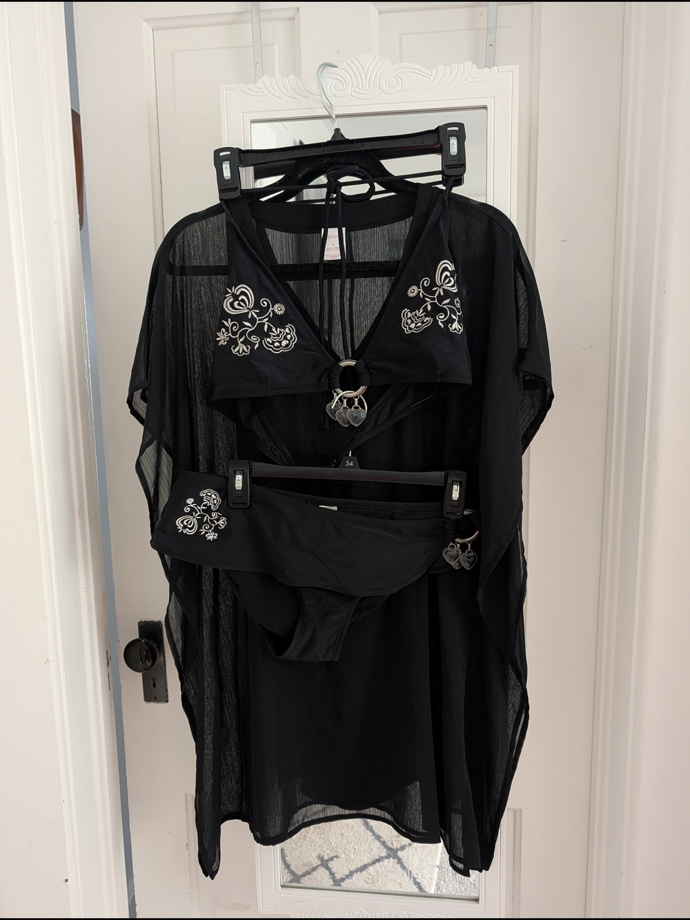 Black Embroidered Bikini